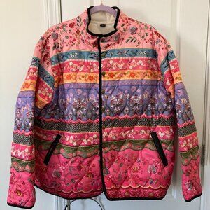 Boho Quilted Floral Oversized Jacket With Pockets Size 3XL NWT